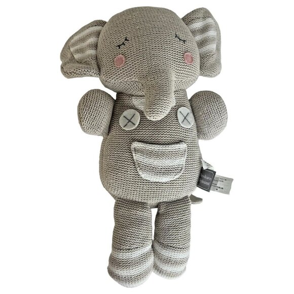 Theodore Elephant And Leo Lion Knitted Plush Living Textiles With Rattle Toy - Picture 6 of 9